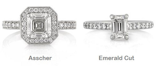 Emerald cut diamond engagement ring vintage style