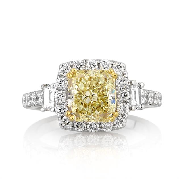 Cushion Cut Yellow Diamond Engagement Ring