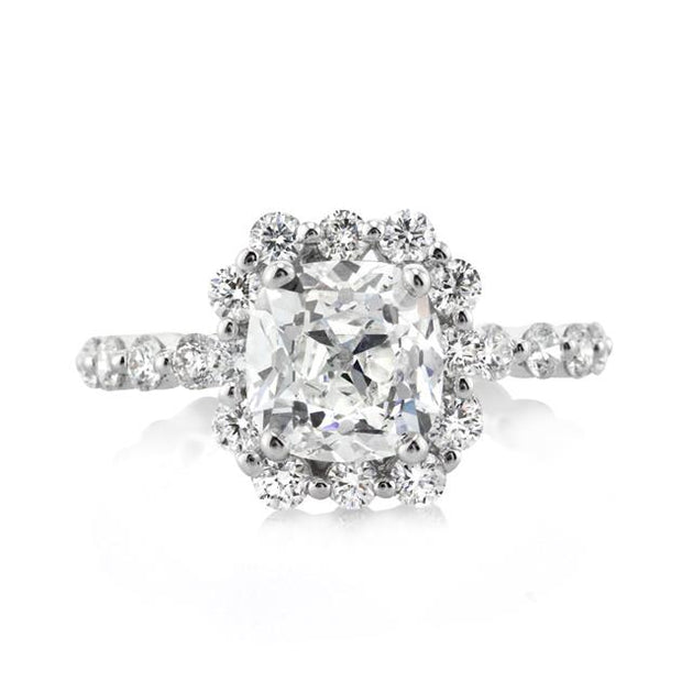 3.5 carat old mine cut diamond engagement ring flaunts a beautiful