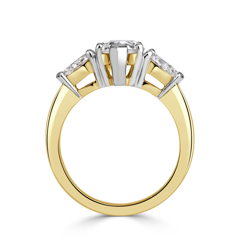 2.15ct Pear Shaped Diamond Three-Stone Engagement Ring