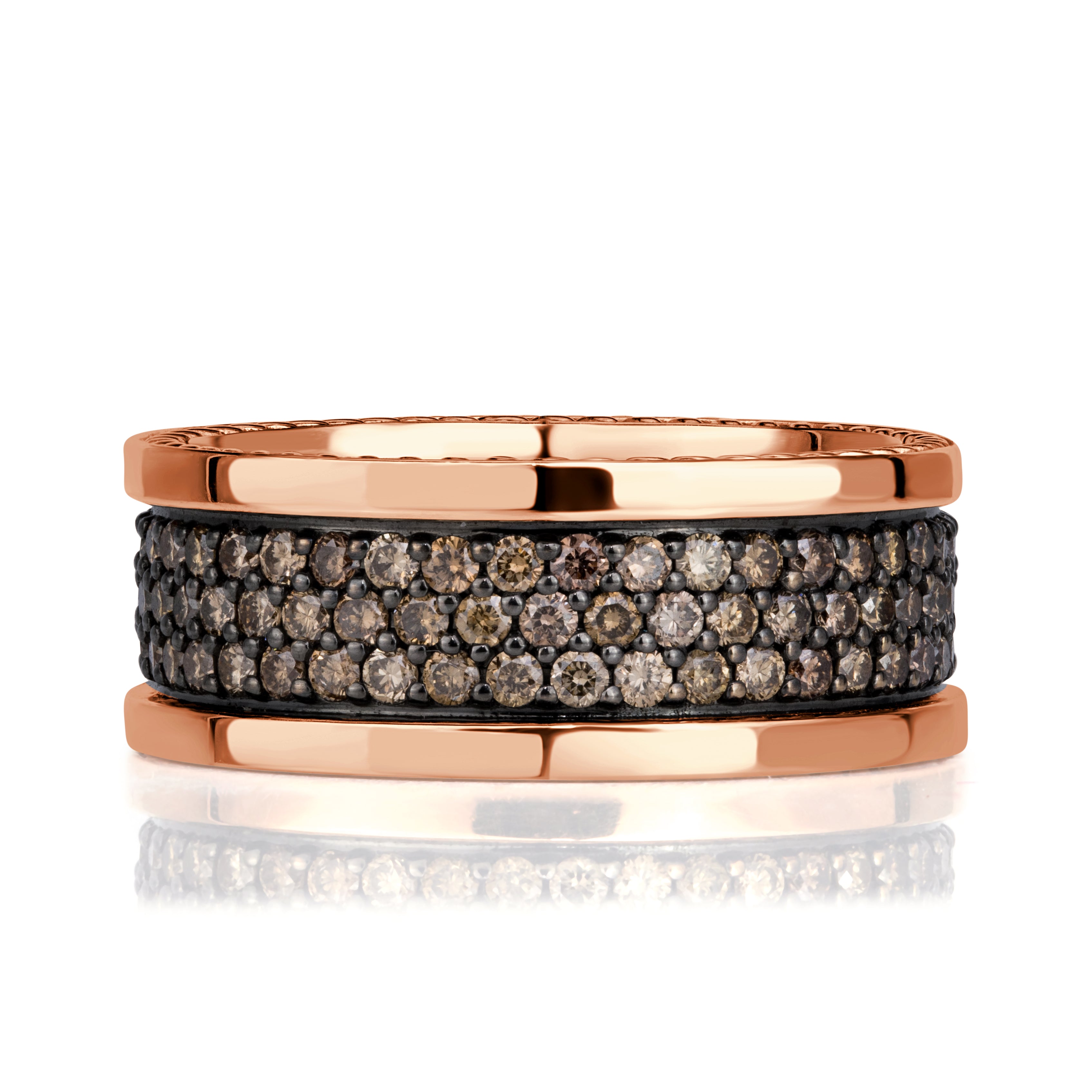 Fancy Brown Round Brilliant Cut Diamond Men's Wedding Band