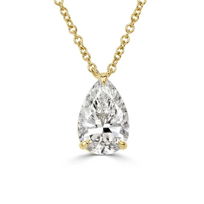 2.01ct Pear Shaped Diamond Pendant in 18K Yellow Gold