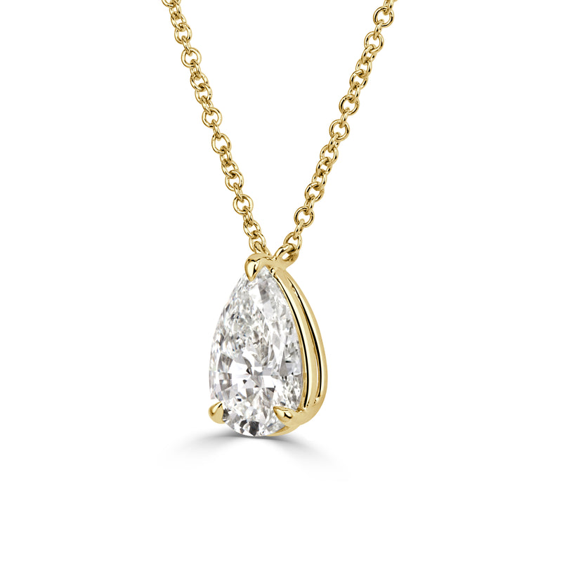 2.01ct Pear Shaped Diamond Pendant in 18K Yellow Gold