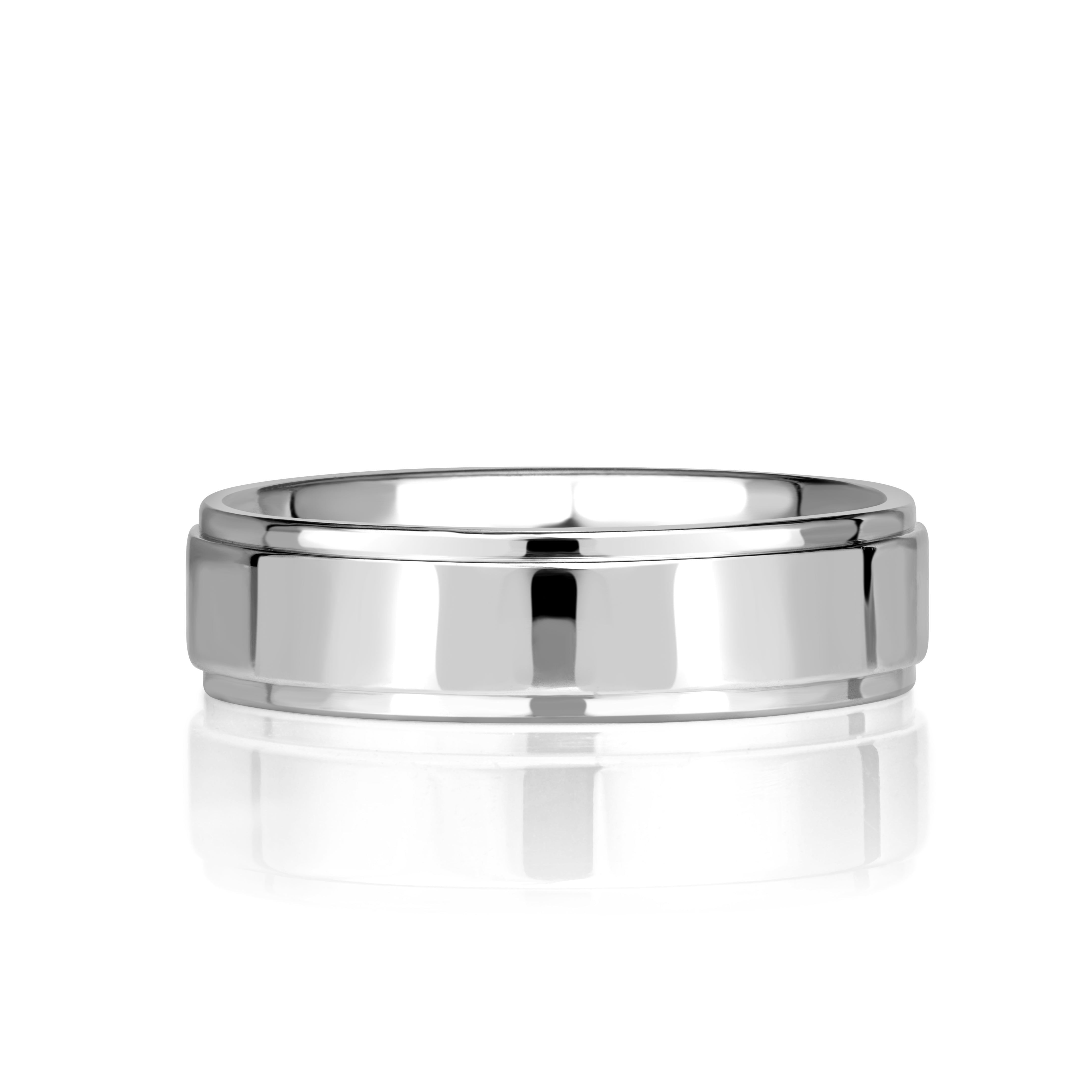 High Polish Step Edge Men's Wedding Band 6mm – Mark Broumand
