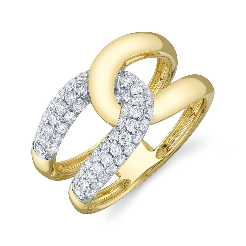 0.71ct Round Brilliant Cut Diamond Interlocking Ring in 14K Yellow Gold