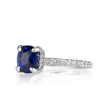 2.66ct Blue Sapphire Cushion Cut Engagement Ring