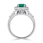 1.70ct Round Brilliant Cut Green Emerald Engagement Ring