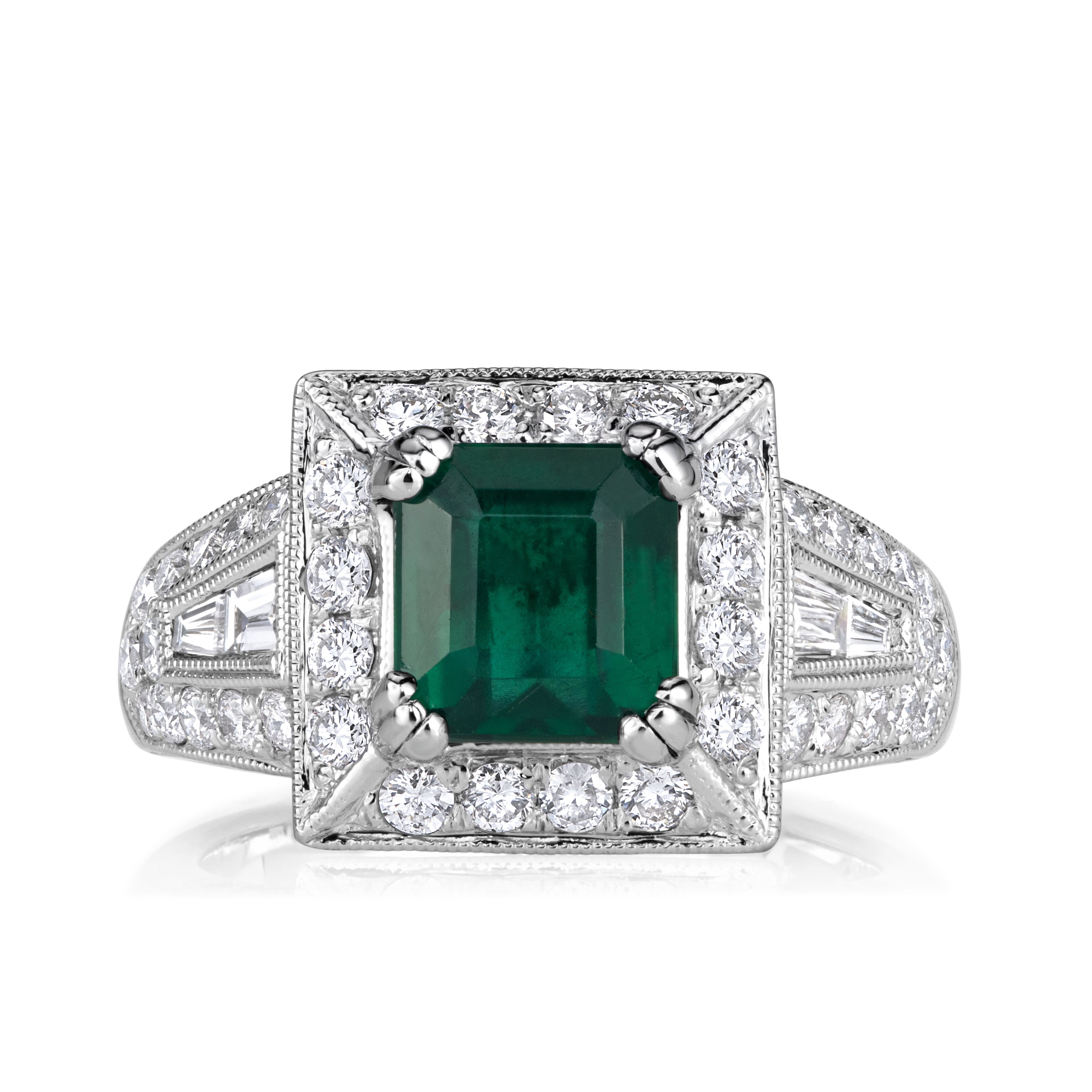 2.66ct Emerald Cut Green Emerald Engagement Ring – Mark Broumand