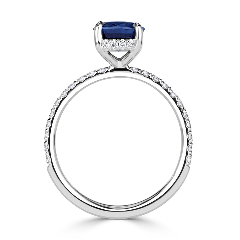 2.51ct Cushion Cut Blue Sapphire Engagement Ring