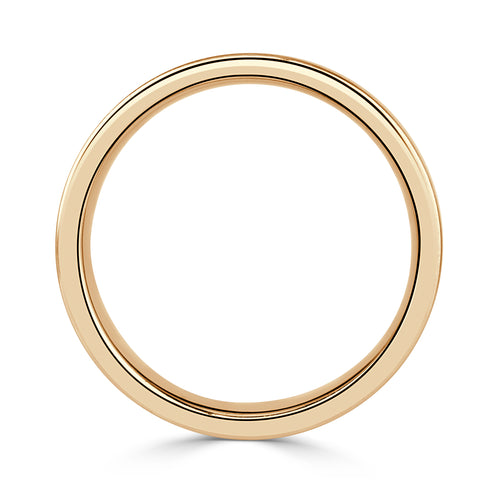 Men's Off-Centered Groove Half Satin Wedding Band in 14K Yellow Gold 6mm
