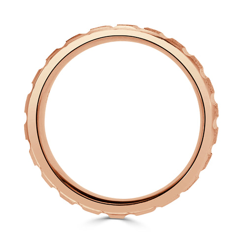 Men's Fluted Stone Finished Wedding Band in 14K Rose Gold 6mm