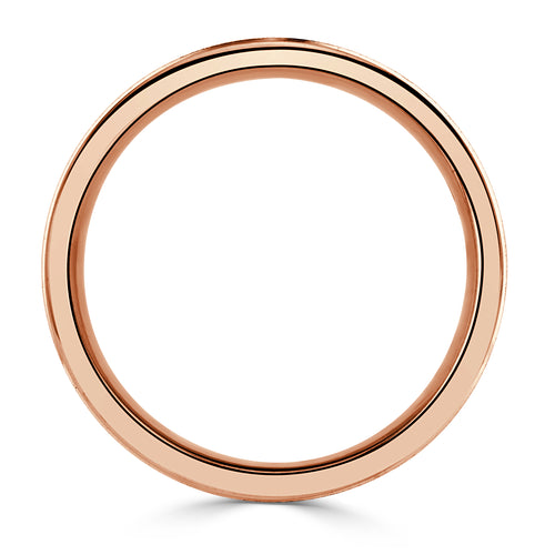 Men's Step Edge Stone Finished Wedding Band in 14K Rose Gold 6mm