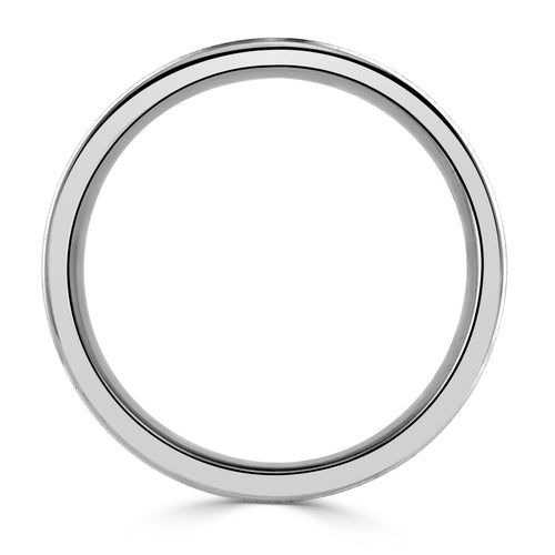 Men's Step Edge Stone Finished Wedding Band in 14K White Gold 6mm