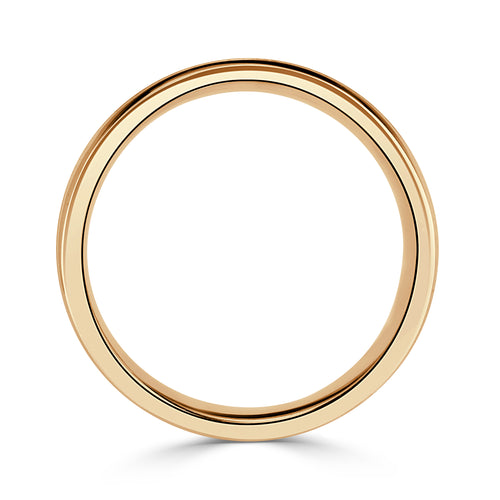 Men's Grooved Half Satin Finish Wedding Band in 14K Yellow Gold 6mm
