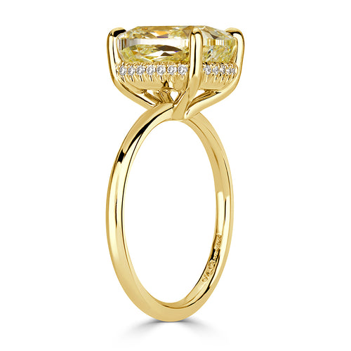 5.63ct Cushion Cut Fancy Light Yellow Diamond Engagement Ring