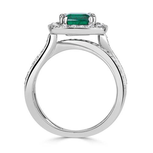 2.17ct Emerald Cut Green Emerald Engagement Ring