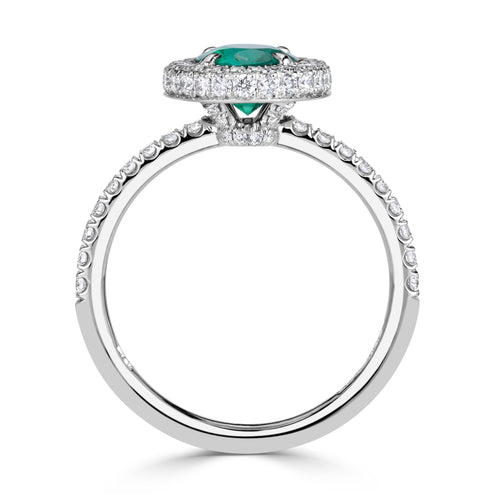 1.68ct Oval Cut Green Emerald Engagement Ring