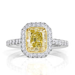 2.09ct Fancy Yellow Radiant Cut Diamond Engagement Ring