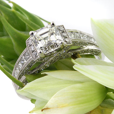 2.06ct Asscher Cut Diamond Engagement Ring
