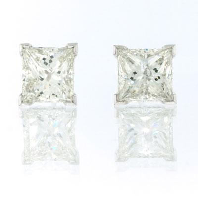 6.29ct Princess Cut Diamond Stud Earrings