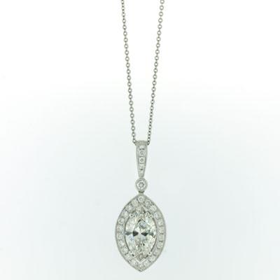3.12ct Marquise Cut Diamond Pendant Necklace