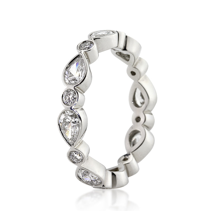 2.20ct Pear Shaped Diamond Eternity Band in 18k White Gold