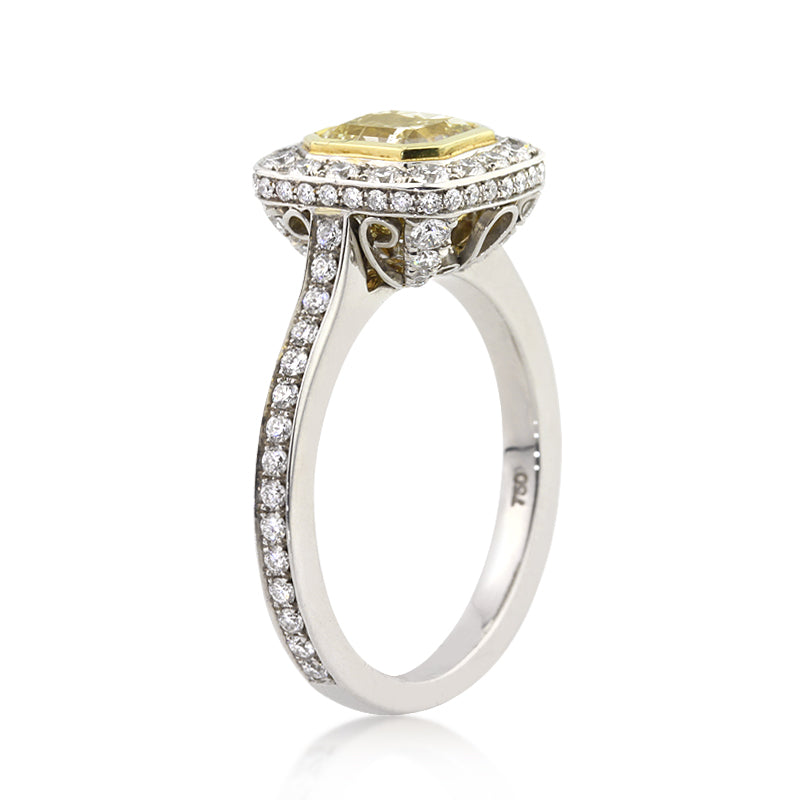 2.20ct Fancy Yellow Radiant Cut Diamond Engagement Ring