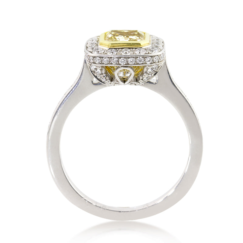 2.20ct Fancy Yellow Radiant Cut Diamond Engagement Ring
