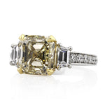 6.21ct Fancy Light Yellow Asscher Cut Diamond Engagement Ring