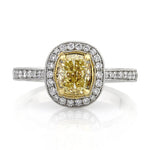 2.03ct Fancy Yellow Cushion Cut Diamond Engagement Ring