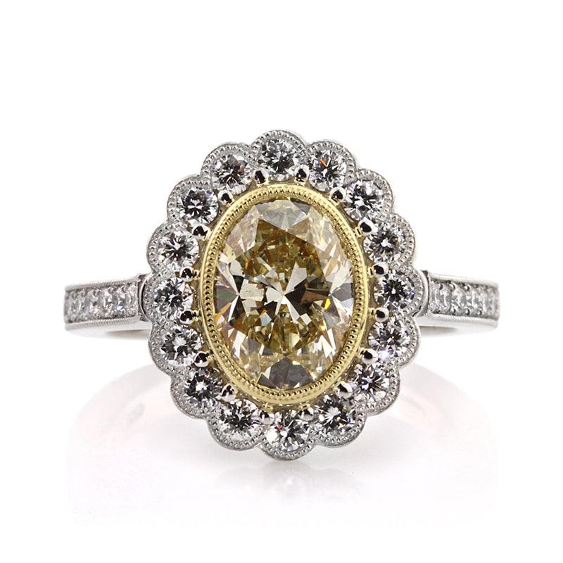 3.09ct Fancy Yellow Oval Cut Diamond Engagement Ring