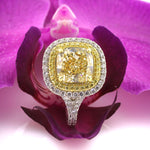 4.77ct Fancy Light Yellow Cushion Cut Diamond Engagement Ring