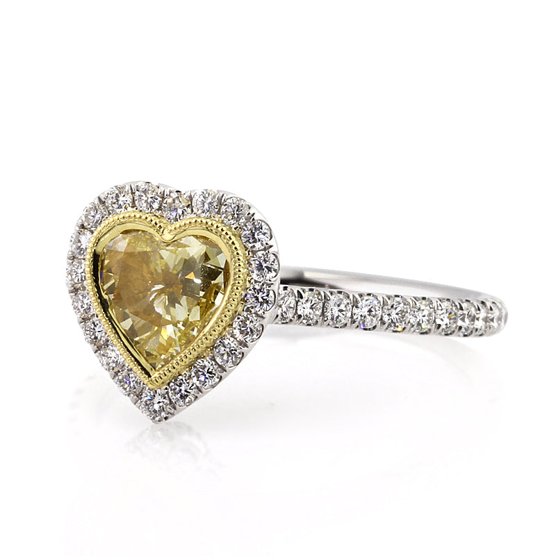 1.35ct Fancy Light Yellow Heart Shaped Diamond Engagement Ring