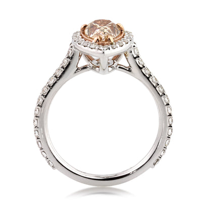 1.85ct Fancy Light Yellow Brown Pear Shaped Diamond Engagement Ring