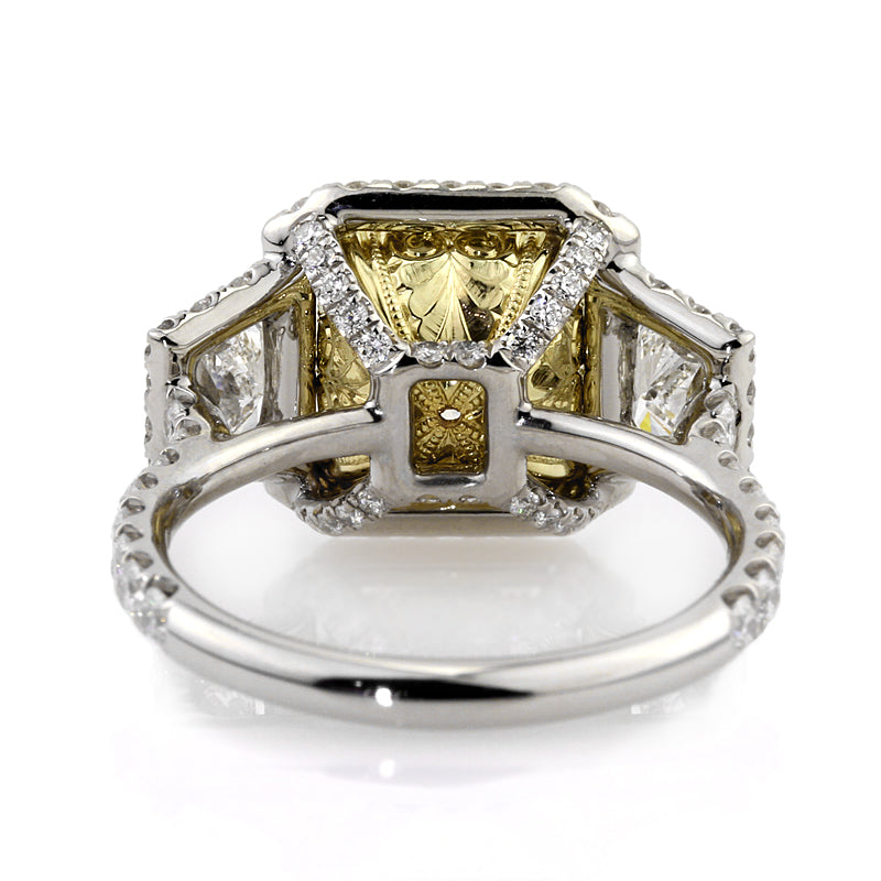 5.21ct Fancy Yellow Radiant Cut Diamond Engagement Ring