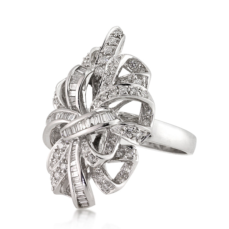 1.80ct Baguette and Round Cut Diamond Ribbon Right-Hand Ring