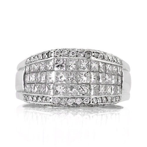 4.45ct Princess and Round Brilliant Cut Diamond Men's Wedding Ring