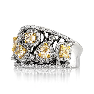 2.03ct Fancy Yellow and White Diamond Right-Hand Ring