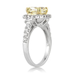 3.09ct Fancy Yellow Cushion Cut Diamond Engagement Ring