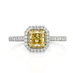 1.26ct Fancy Intense Yellow Radiant Cut Diamond Engagement Ring