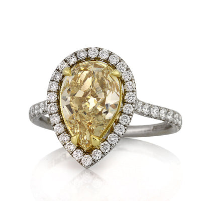 3.28ct Fancy Yellow Pear Shaped Diamond Engagement Ring