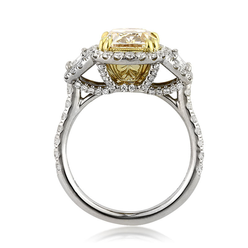 4.93ct Fancy Light Yellow Cushion Cut Diamond Engagement Ring