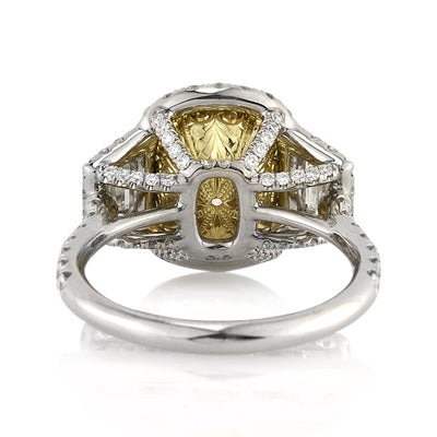 4.93ct Fancy Light Yellow Cushion Cut Diamond Engagement Ring
