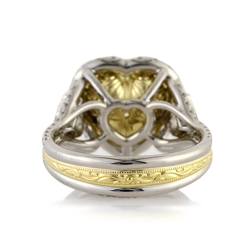4.60ct Fancy Light Yellow Heart Shaped Diamond Engagement Ring