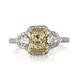 1.82ct Fancy Light Yellow Radiant Cut Diamond Engagement Ring