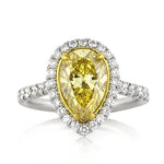 3.65ct Fancy Intense Yellow Pear Shaped Diamond Engagement Ring