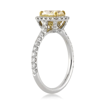 1.96ct Fancy Intense Yellow Cushion Cut Diamond Engagement Ring