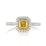 1.30ct Fancy Intense Yellow Radiant Cut Diamond Engagement Ring