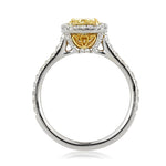 1.61ct Fancy Yellow Cushion Cut Diamond Engagement Ring