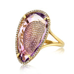 15.79ct Pear Shaped Amethyst and Diamond Right-Hand Fashion Ring